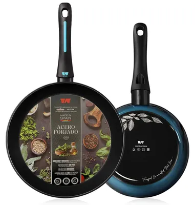 Zdjęcie produktu dla Zestaw 2 patelnie indukcyjne MARE, wykonane ze stali kutego, średnica 20-24 cm, z powłoką nieprzywierającą