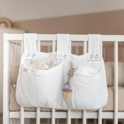 Productafbeelding van Bedtas Wit zonder goudapplicatie - bedorganizer voor kinderbed