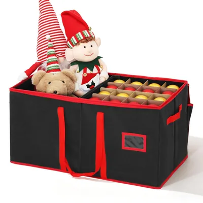 Produktbild von Aufbewahrungsbox für Weihnachtskugeln mit 128 Fächern, stabilen Trennwänden aus Pappe, praktische Aufbewahrungsbox für Weihnachtsbaumschmuck