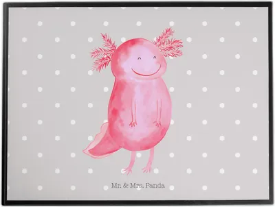 Produktbild von Mr. & Mrs. Panda schreibtischunterlage Axolotl Glücklich - Grau Pastell - Geschenk, gut Gelaunt, Motivation, Tischunterlage, tischauflagen, Schwanzlurch, rutschfest