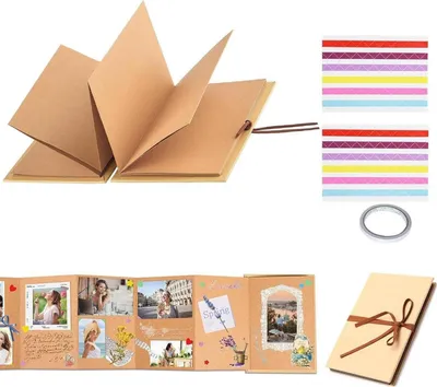 Zdjęcie produktu dla Album fotograficzny do samodzielnego zaprojektowania30 stron 28x21 cm Scrapbook DIY fotoksiążka twarda okładka Wstaw zdjęcia Jasnobrązowy