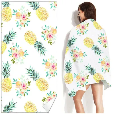 Obrázek produktu pro Plážový ručník Pineapple, 1 kus, mikrovlákno, oboustranný, 80 x 160 cm, na pláž, k bazénu a na opalování