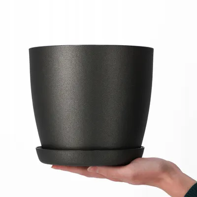Immagine prodotto di Vaso da fiori KADAX "Agen", fioriera con sottovaso, antracite, 12 cm