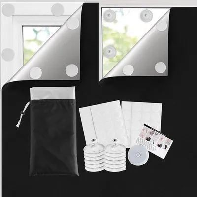 Produktbild von Unyqoos® Verdunkelungsrollo mit Saugnäpfen & Klettband, 300 x 145 cm, Oxford‑Stoff mit Silberbeschichtung, UV- & Hitzeschutz