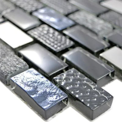 Produktbild von Glas Naturstein Mosaikfliesen Limona Schwarz