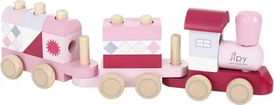 Produktbild von Holzeisenbahn rosa Holz Zug mit Bauklötzen für Kinder ab 18 Monate
