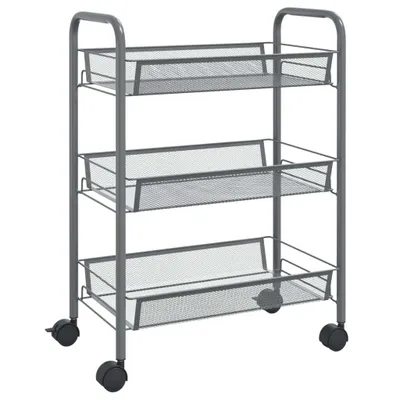 Zdjęcie produktu dla vidaXL Wózek kuchenny 3 półki szary 46x26x64 cm żelazo