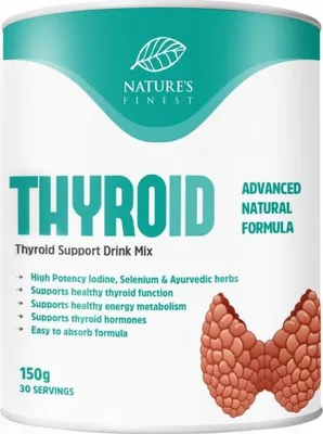 Produktbild von Thyroid Support – für Schilddrüse – mit Ashwagandha, Jod, Selen & Magnesium – Nature’s Finest – 140 g