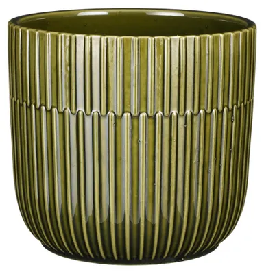 Produktbild von Mica Decorations - Pflanztopf - grun - gestreift - D17,5 x 16 cm