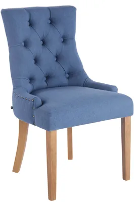 Produktbild von CLP Esszimmerstuhl Aberdeen Stoff mit Gestell aus Kautschukholz  und Sitzhöhe von 50 cm blau Gestell Farbe antik-hell