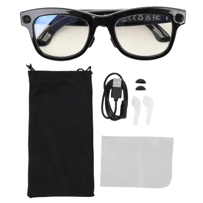 Image de Lunettes connectées avec caméra IA – Lunettes HD 1080p avec appareil photo 5 Mpx, traduction en 26 langues, musique, appels et filtre anti-lumière bleue