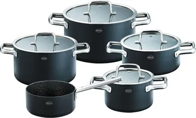 Produktbild von RÖSLE "RÖSLE Topfset  EBONIC 5-tlg. ProNero Keramik-Wabenbeschichtung"