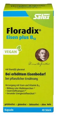 Produktbild von Floradix Eisen plus B12 vegan Kapseln, 40 St. Kapseln