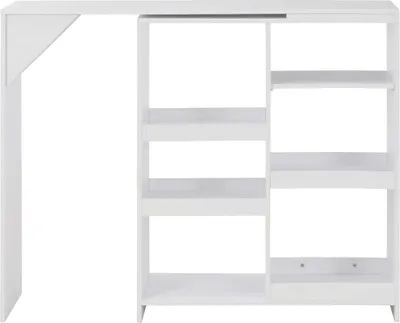 Produktbild von vidaXL Barový stôl s pohyblivou policou biely 138x39x110 cm