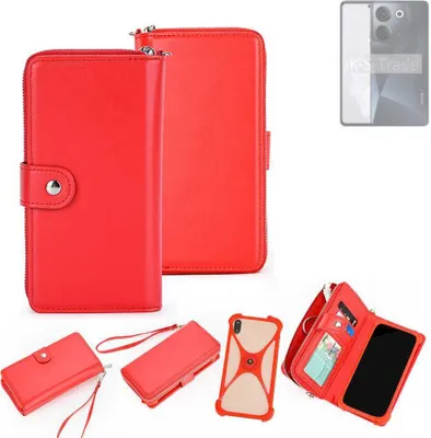 Produktbild von K-S-Trade 2in1 Schutzhülle Portemonnee Handyhülle mit Bumper kompatibel mit Tecno Camon 20 Hülle Case Etui Geldbörse Smartphone rot (1x)