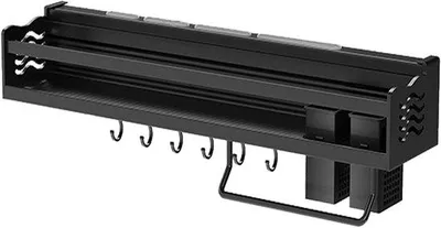 Immagine prodotto di Portaspezie da parete, senza forature, 6 ganci, 2 staffe di fissaggio, 40 cm, nero