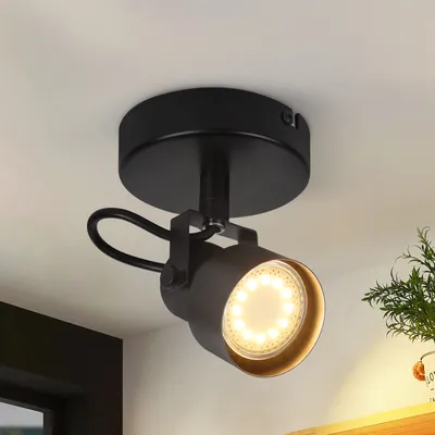 Immagine prodotto di ZMH faretto da soffitto 1 fiamma nero faretto da soffitto 350° rotante faretto da parete GU10 lampada da corridoio vintage retro faretto industriale per soggiorno camera da letto cucina (senza lampadina)