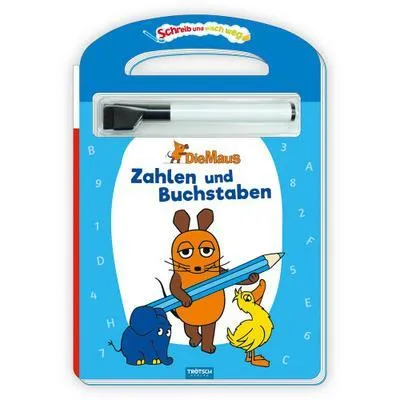 Image de Trötsch Die Maus Schreib und wisch weg Pappenbuch Zahlen und Buchstaben