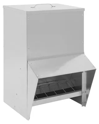 Produktbild von Geflügelfutterspender, 25L Kapazität, Abfallvermeidungsdesign, Silber