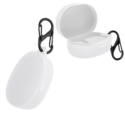 Produktbild von kwmobile Schutzhülle für Anker Soundcore Life P2 mini Hülle - TPU Silikon Case für Kopfhörer Ladecase - stoßfestes Cover mit Karabiner - Weiß