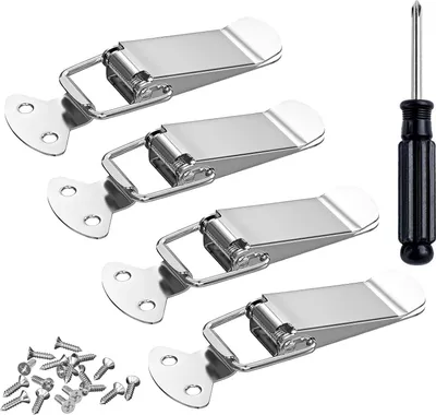 Produktbild von 4 Stück Spannverschluss Hebelverschluss Silber mit Schraubendreher Schrauben geeignet für Toolbox Schublade Truhe Kistenverschluss Schrank Case Box