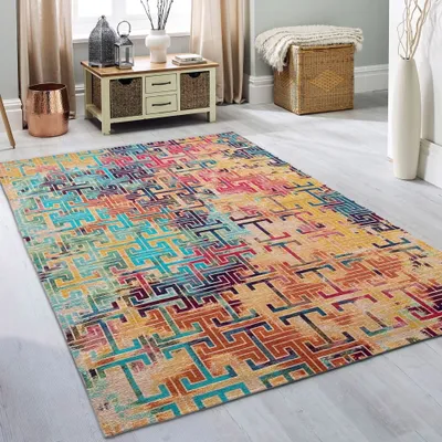 Produktbild von Teppich abstraktes Muster bunt Größe - 120 x 170 cm