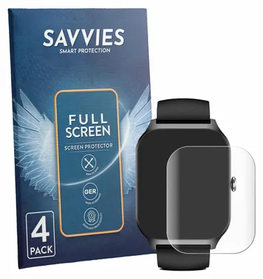 Produktbild von 4x Savvies Fullscreen Schutzfolie für Kriutefy Smartwatch 1.83" Displayschutz Folie Fullcover Klar Transparent