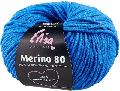 Produktbild von Elisa Wolle Merino 80,extrafeine superweiche 100% Wolle, 50g/80 m, 7106 Royalblau
