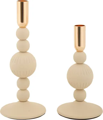 Image de Mauro Ferretti Bougeoirs crème Aster - set de 2.