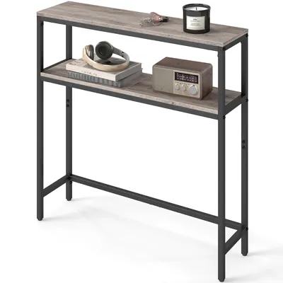 Produktbild von VASAGLE Konsolentisch, schmaler Sofatisch mit 2 Ablagen, 20 x 80 x 80 cm, Flurtisch, 2 Ebenen, für Flur, Wohnzimmer, Schlafzimmer