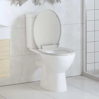 Produktbild von vidaXL Toilettensitz mit Absenkautomatik Weiß Oval