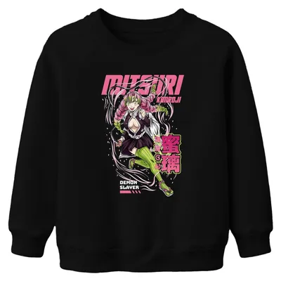 Immagine prodotto di Mitsuri Kanroji Demon Slayer Love Hashira Anime Manga Pink Kawaii Unisex Bambini Felpa Felpa, Nero, 140