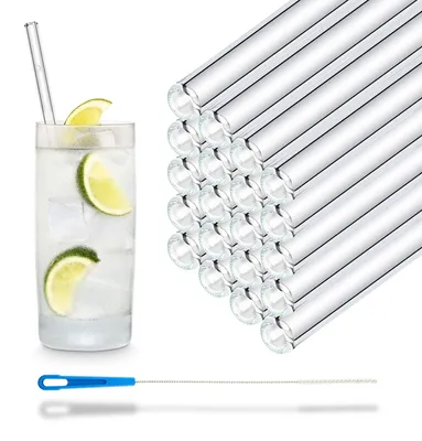 Produktbild von Wiederverwendbare Glasstrohhalme - 50 Stück Gerade 20 cm