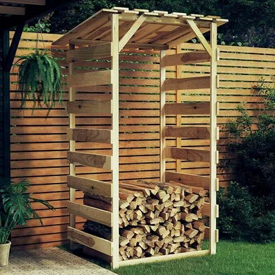 Obrázok produktu pre Drevený prístrešok, pergola s strechou, sklad na drevo, regál na drevo, sklad na drevo na krbové drevo, záhradný sklad na drevo, rozmery 100x90x200 cm, impregnované borovicové drevo