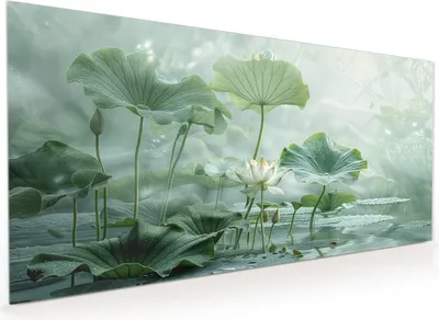 Produktbild von Küchenrückwand Spritzschutz Glas mit Motiv Lotusteich 40 x 40 cm