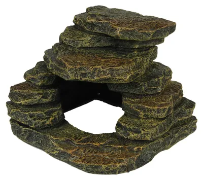 Productafbeelding van Terra Della Hoeksteen terrariumornament met zonnebadplaats en schuilgrot S-M-L L - 25,8x25,5x19CM