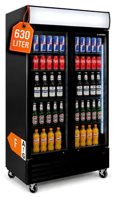 Produktbild von Getränkekühlschrank ECO 630 mit Leuchtaufsatz und Klapptüren