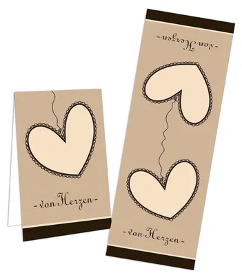Produktbild von Geschenkaufkleber Von Herzen braun beige 5 x 14,8 cm Herzaufkleber 10 Stück50 Stück