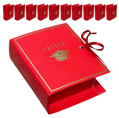 10er-Set Gastgeschenk-Boxen, Buchform, 9,5 x 7,5 x 3 cm