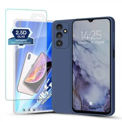 Produktbild von Liquid Silikon Hülle für Samsung Galaxy A14 5G - Farbe: Lavendelblau + 9H Displayglas - Modellkompatibilität: Für Samsung Galaxy A14 5G
