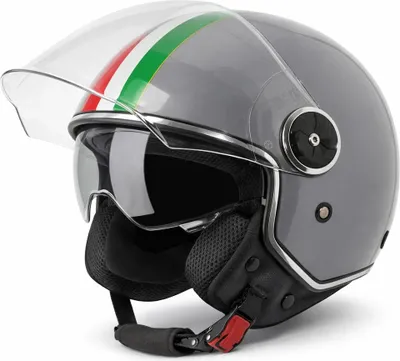 Immagine prodotto di VINZ Neiva jet con doppia visiera | casco scooter con bandiera italiana e visiera parasole | nelle taglie XS-XXL | 22.06 | casco moto con visiera | molti colori disponibili - Grigio | M (57 - 58 cm)