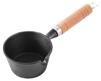 Gusseisen-Schmelztopf 0,3 L mit Holzgriff, antihaftbeschichtet