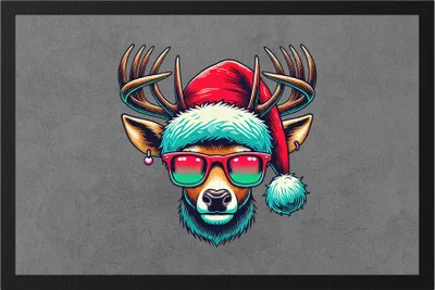 Produktbild von Rentier Weihnachten Fußmatte Brille Lustig Christmas Xmas