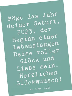 Produktbild von Mr. & Mrs. Panda Postkarte Spruch 2023 Geburtstag - Meeresbrise - Geschenk, Geburtstagsparty, Jahrgang, Grußkarte, Alter, Ansichtskarten, Happy Birthday, Postkarten