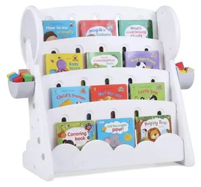 Produktbild von Kinderbuchregal mit 4 Ebenen und Aufbewahrungsboxen