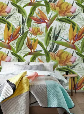 Produktbild von Coloray Fototapete 152x104 cm Latextapete Magicstick - Blätter Dschungel Flora Blumen Blätter Urlaub Busch