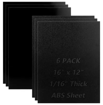 ABS-Kunststoffplatten 6er-Pack, 300x400 mm, 1,5 mm, schwarz, grobe Textur