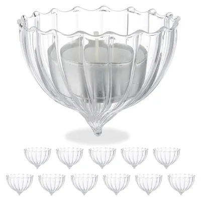 12er-Set schwimmende Teelichthalter aus Glas, transparent