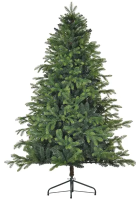 Image de Arbre de Noël artificiel, aspect réaliste, ignifuge, base en métal stable, 183 cm, couleur verte