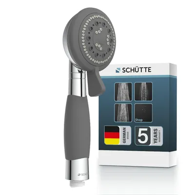 Produktbild von SCHÜTTE Handbrause VITAL, Wellness Duschkopf mit 4 Strahlarten, Brausekopf mit rutschfestem Griff, Duschbrause, Brause Chrom/Schwarz
